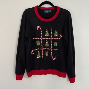 Karen Scott Womens Tic-Toc-Toe Holiday Christmas Sweater Size PXL